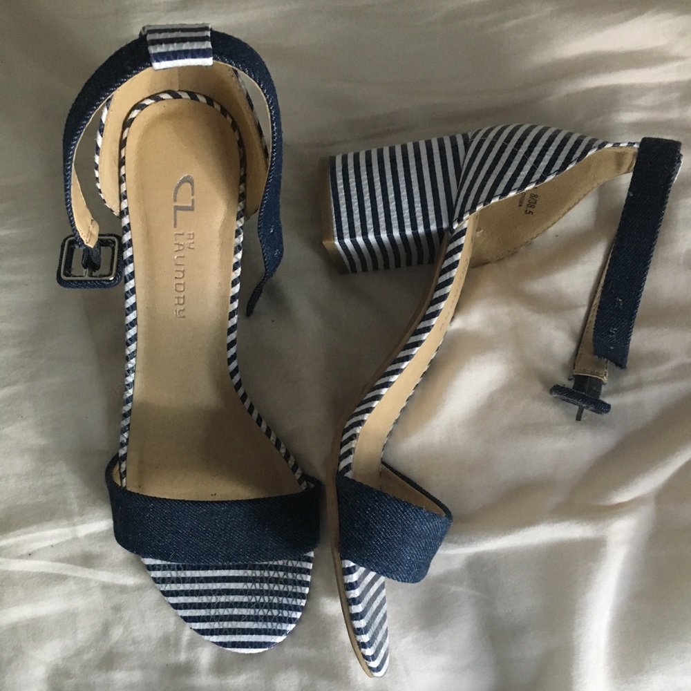 Nautical Chunky Heeled Sandals